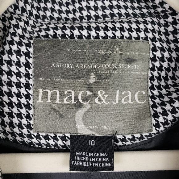 Mac & Jac‎ Size 10 Belted Houndstooth Coat Black White Preppy Classic Academia - Picture 3 of 10